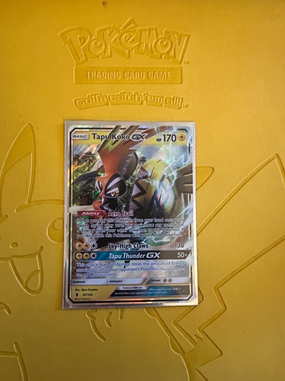Tapu Koko GX Holographic Pokémon Card - Yellow Accents